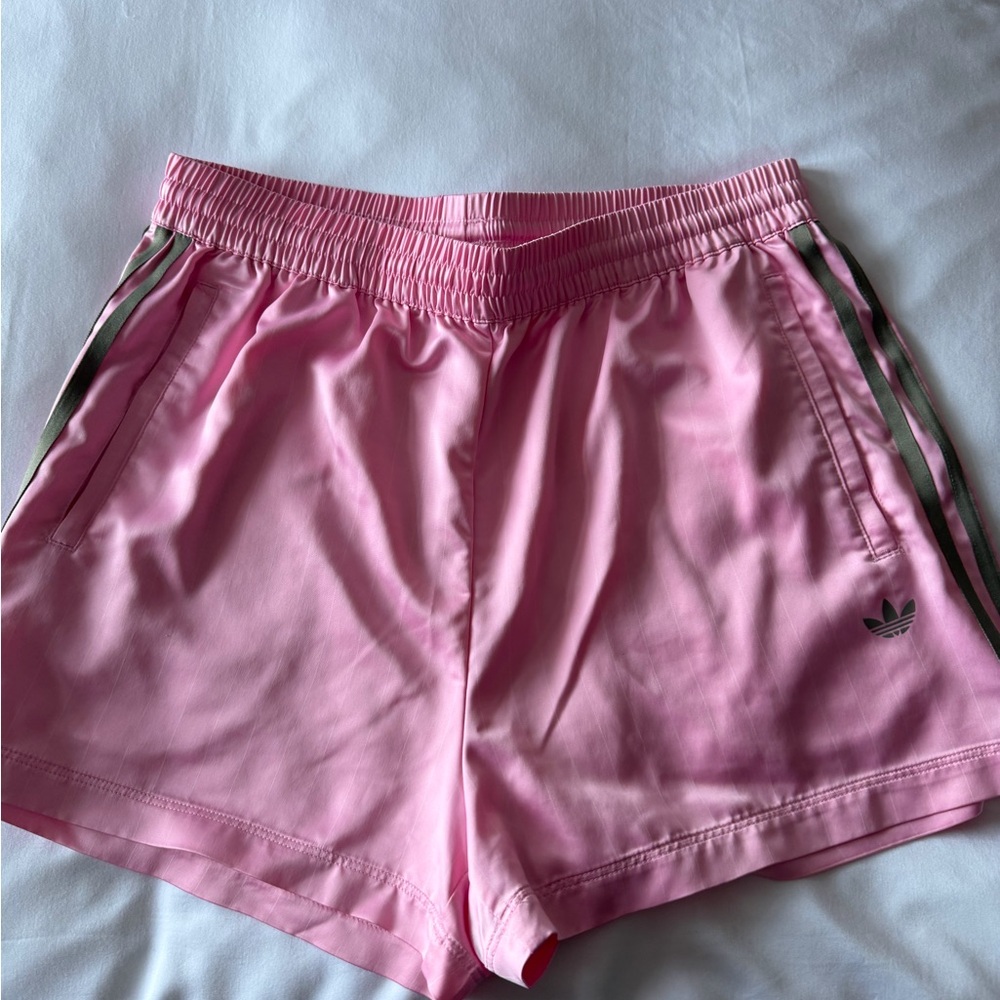 Adidas Women's Pink and Green Athletic Shorts
